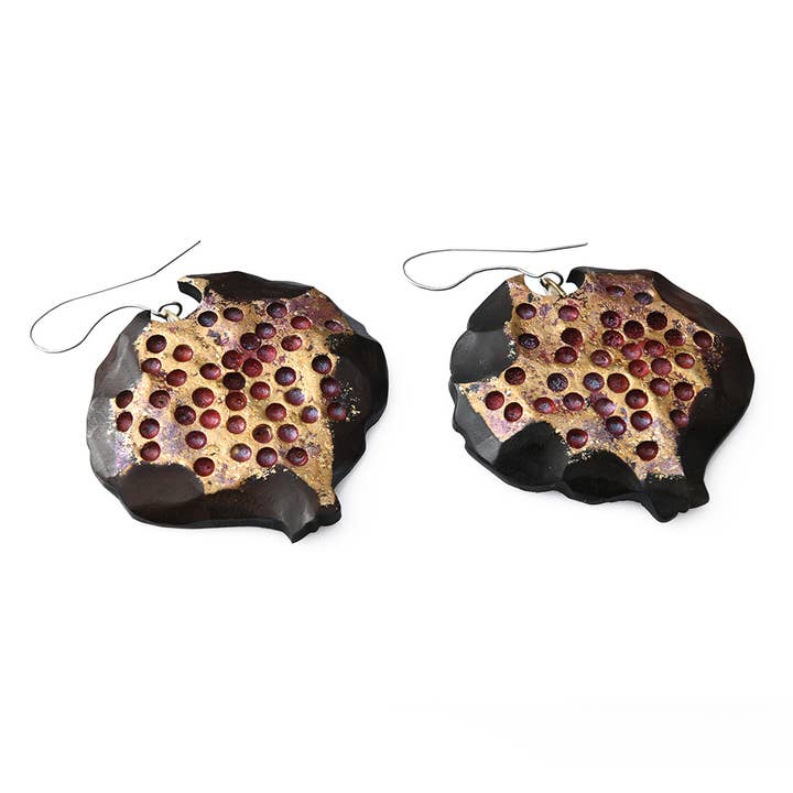 Orecchini in legno melograno per la vendita all'ingrosso da parte di Miray Collections
