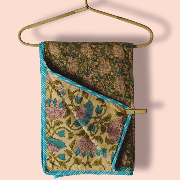 Annahmol - Wholesale Quilt - Kids & Baby - Wood Block Print Reversible Cotton Baby Blanket30