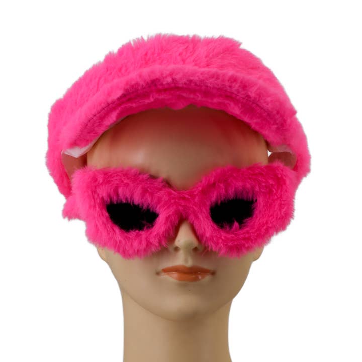 Western Fashion - Wholesale Costume – Women's - 69182 – 3 pcs pink fur set- glasses, visor, bumbag1
