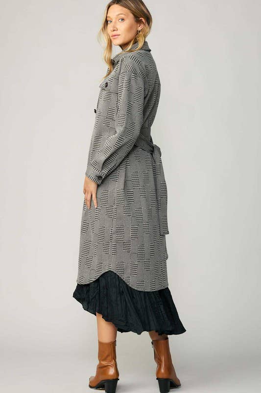 Schwarz-Taupe Langes Hemd-Jacke mit Knöpfen für den Großhandel auf Faire2