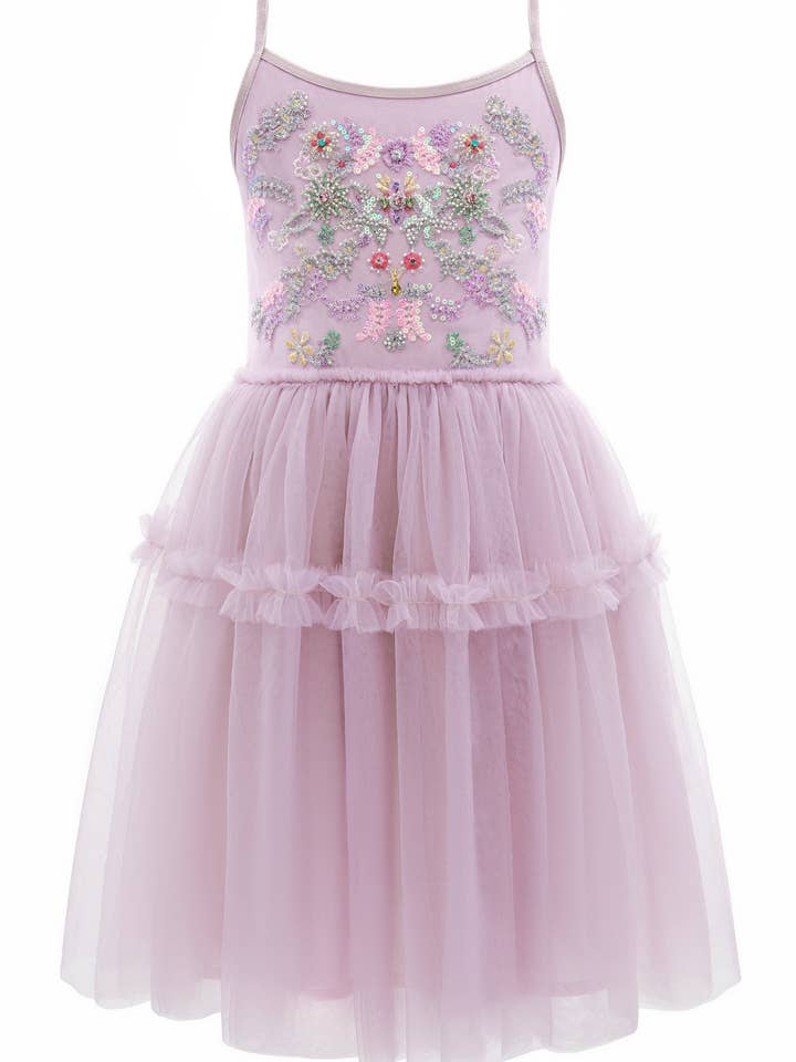 Pastel Purple Vibrant Embroidered Tulle Princess Dress for wholesale on Faire