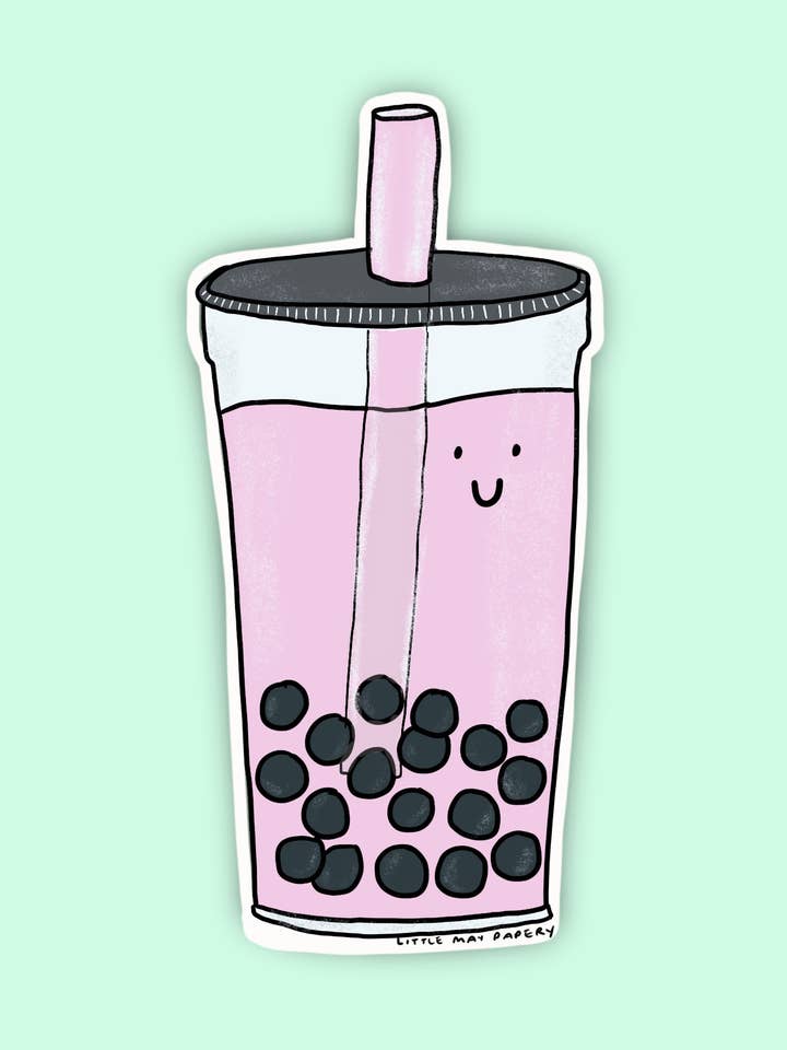Autocollant en vinyle Boba (Bubble Tea) pour la vente par Little May Papery