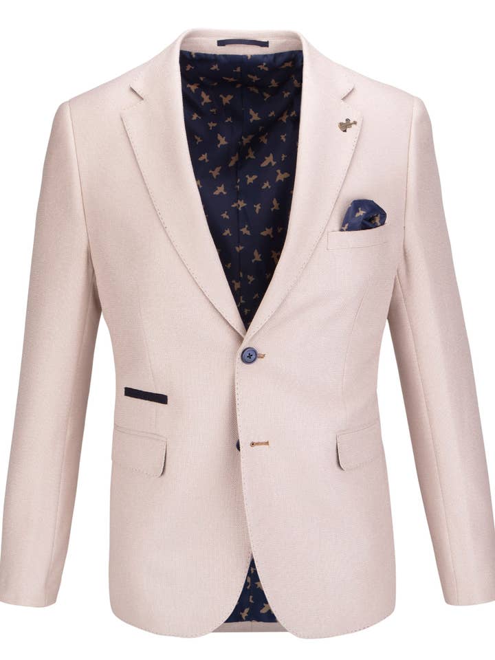Fratelli Uniti - Wholesale Suit Jacket - Men's - Stone Blazer with Contrast Details - Paolo