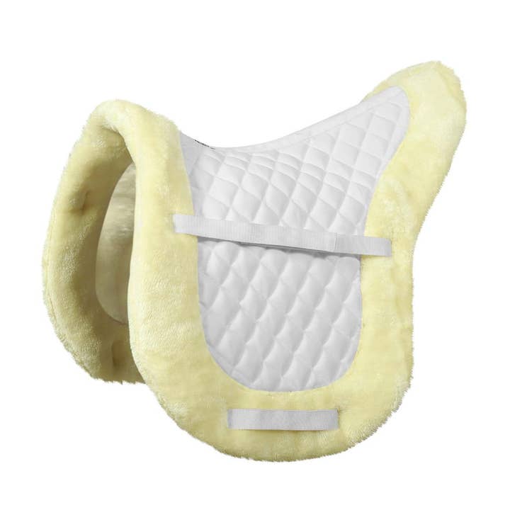 White TuffRider Sherpa Fleece Fully Lined Shaped Saddle Pad for wholesale on Faire