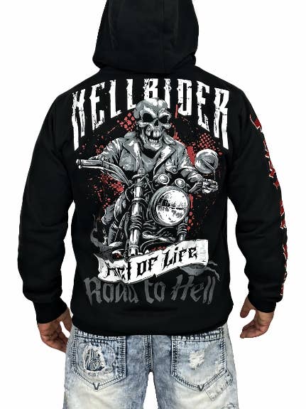 Fact of Life Sweatjack "Hellrider" HSJ-05 zwart voor wholesale door Fact of Life