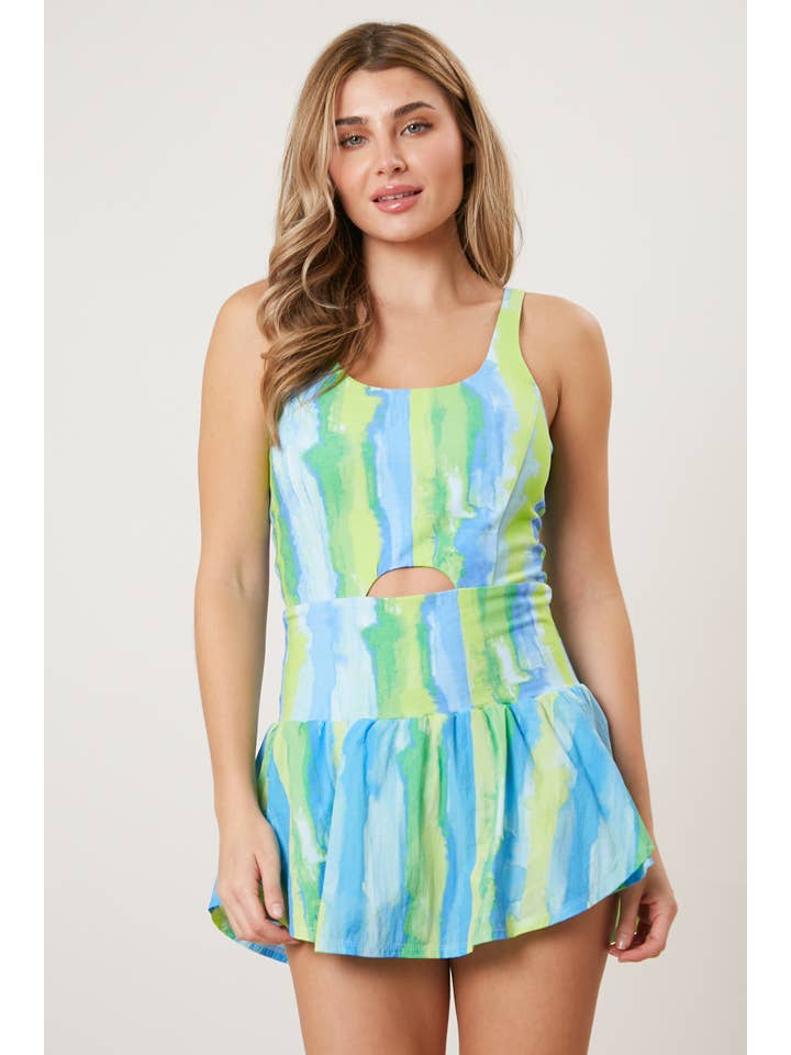 Peach Love California - Wholesale Romper - Women's - Watercolor Print Sporty Romper