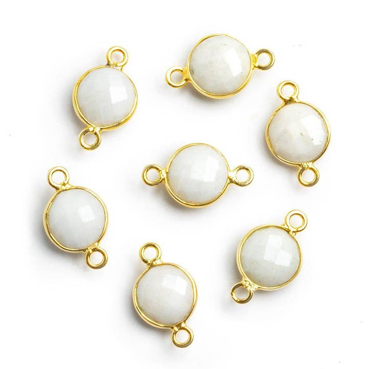 Vermeil Bezeled Hvid kvarts facetteret møntstik 1 stykke for engroshandel hos The Bead Traders