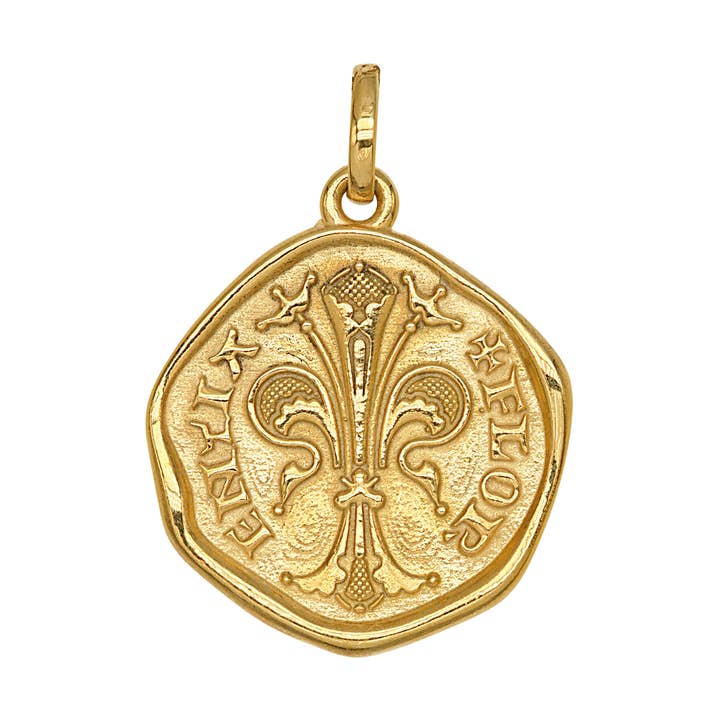 Florentine Florin Coin Pendant in Silver Gold-Plated for wholesale by La Gazza Ladra Gioielli