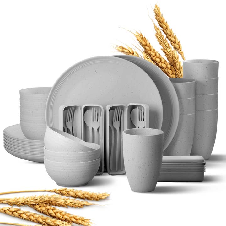 Greendish - Wholesale Dinnerware Set - Eco-Friendly Wheat Straw Dinnerware Combo Sets Reusable Kit