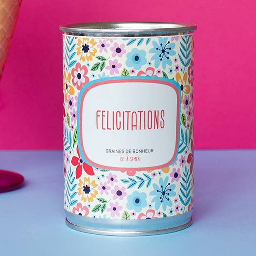 “Congratulations” seed kit made in France for wholesale by MauvaisesGraines