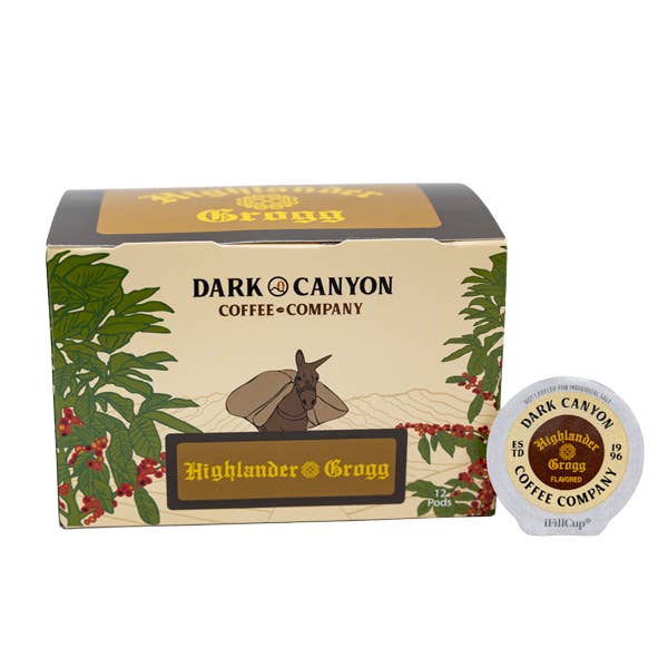 Highlander Grogg Single Serve Pods for wholesale by Dark Canyon Coffee Company