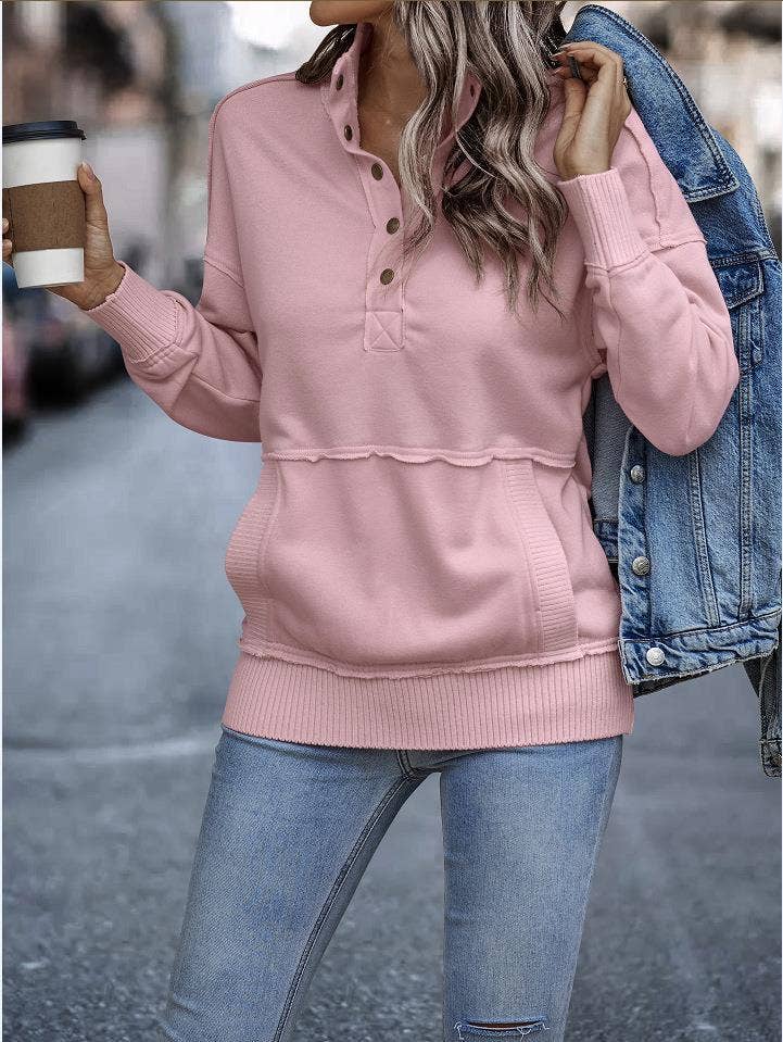 eLook - Wholesale Sweatshirt - Women's - SZ1-SW9112 Exposed Seam Henley Snap Sweatshirt23