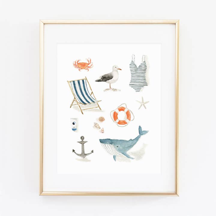 seaside art print for wholesale by emily lex studio