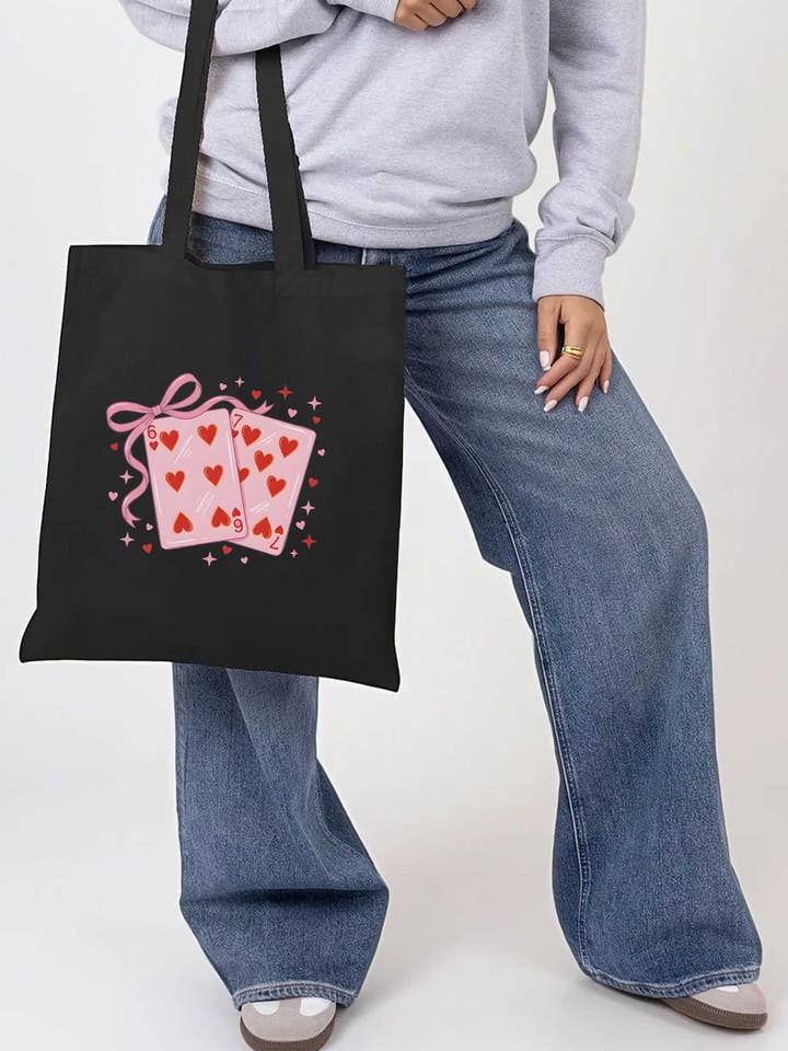 Saco de Algodão com Impressão de Cartas de Jogo Valentine 67 por atacado de Missi Clothing