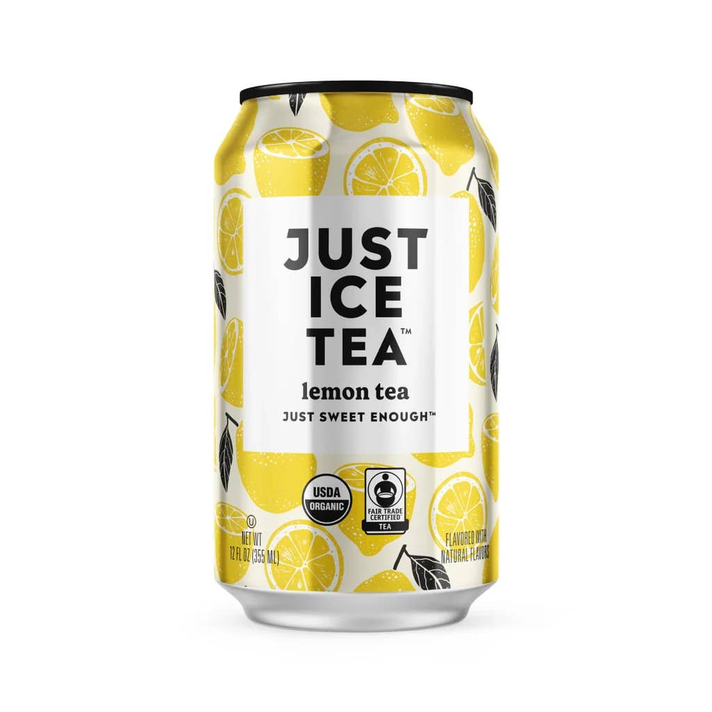 EcoQuality - Wholesale Iced Tea - 12oz Just Ice Tea Lemon Black Tea Cans Refreshing Drink Pack of 12
