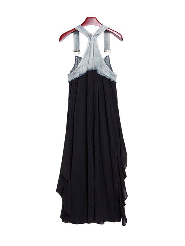 Sheer Trend - Wholesale Dress - Women's - Irregularity Loose Falbala Split-Joint Spaghetti-Neck Maxi Dresses5