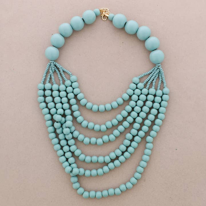 Sonata – wholesale Snap jewellery – Choker 6 Strands Wooden Beads5