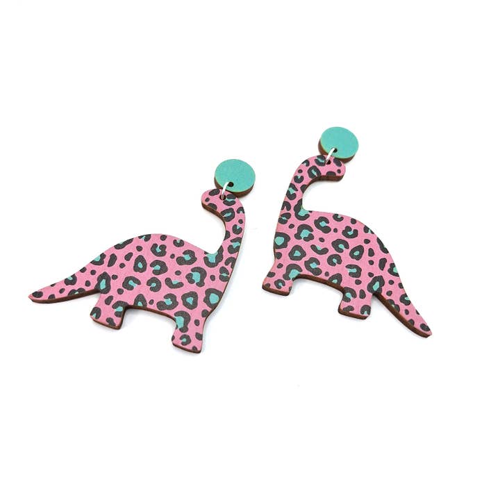 Dinosaur Earrings, Statement Earrings, Leopard Print for wholesale by Prickle People