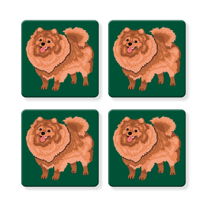 Set of 4 MDF Coasters - Hello Pomeranian for wholesale by Naked Decor