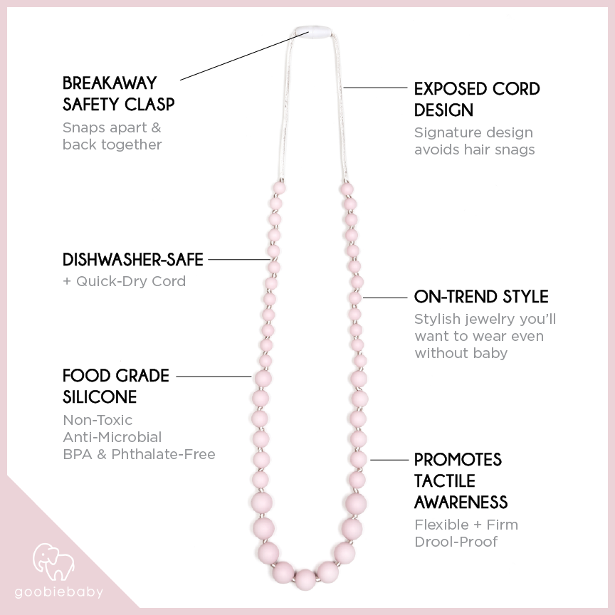 Goobie Baby - Vente Collier de dentition – bébé - Audrey Collier de dentition - Quartz Rose2