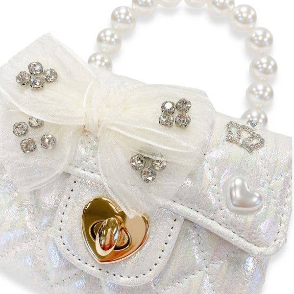 Doe a Dear - Wholesale Purse/Bag Accessory - Kids - B1378 Embellished Bow Shiny Quilted Purse (2 Colors)8