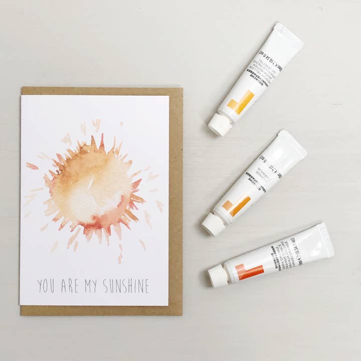 Carte de vœux aquarelle Sunshine pour la vente par Katie Hipwell Design