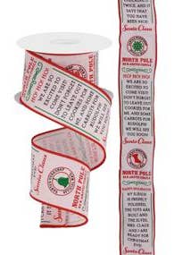 2.5"X10YD LETTERS FROM SANTA ON ROYAL - LT PINK/RED/EMERALD - RGA134615 for wholesale by General Wholesale Inc