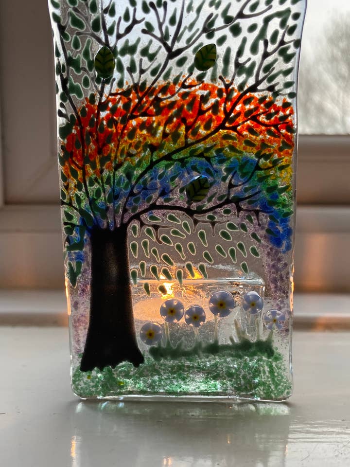 Forget-me-knot T Light Holder for wholesale by Ally Glass Studio