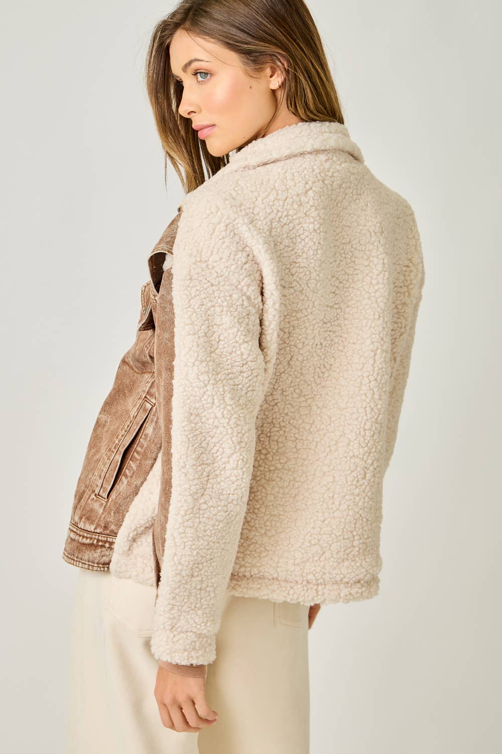 Mystree - Wholesale Spijkerjack/spijkerjas - Dames - 60716 Denim Gemengde Sherpa Jas13