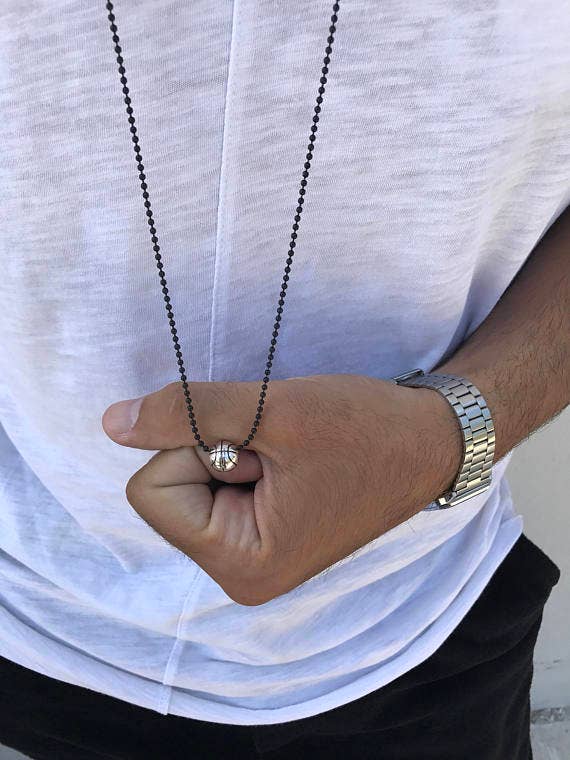 Christina Christi - Wholesale Pendant/Charm Necklace - Mens Necklace Basketball, Silver Necklace, Basketball Charm,2