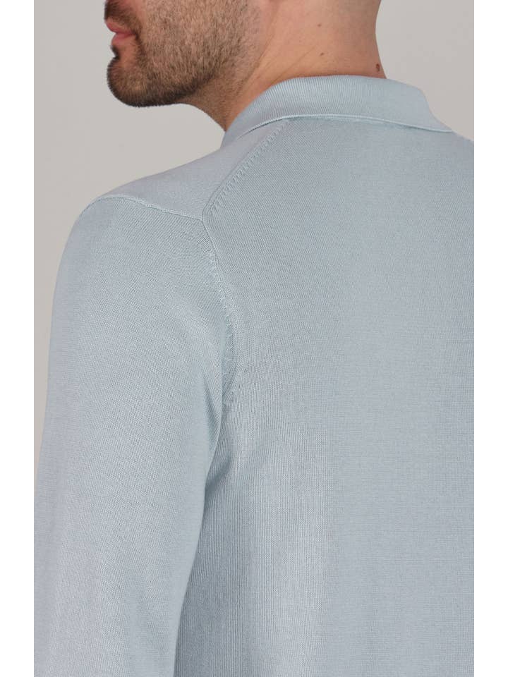 Paul James Knitwear – wholesale Polo – Men’s – Mens Lightweight Cotton Long Sleeve Knitted Polo Shirt15