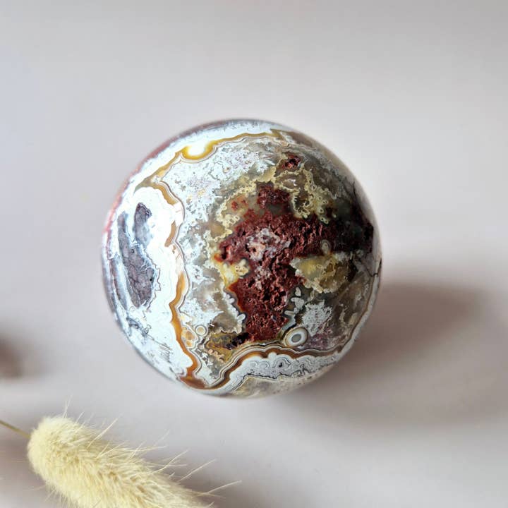 Moonlight Gemstones - Wholesale Spiritual Stone/Crystal - Crystal Gemstone Ball Druzy Crazy Mexican Agate sphere 70mm (440g)3