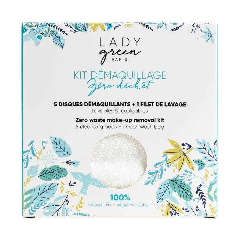 Lady Green (LYSEA) - Wholesale Makeup Remover - Kit 5 disques démaquillants + 1 filet de lavage1
