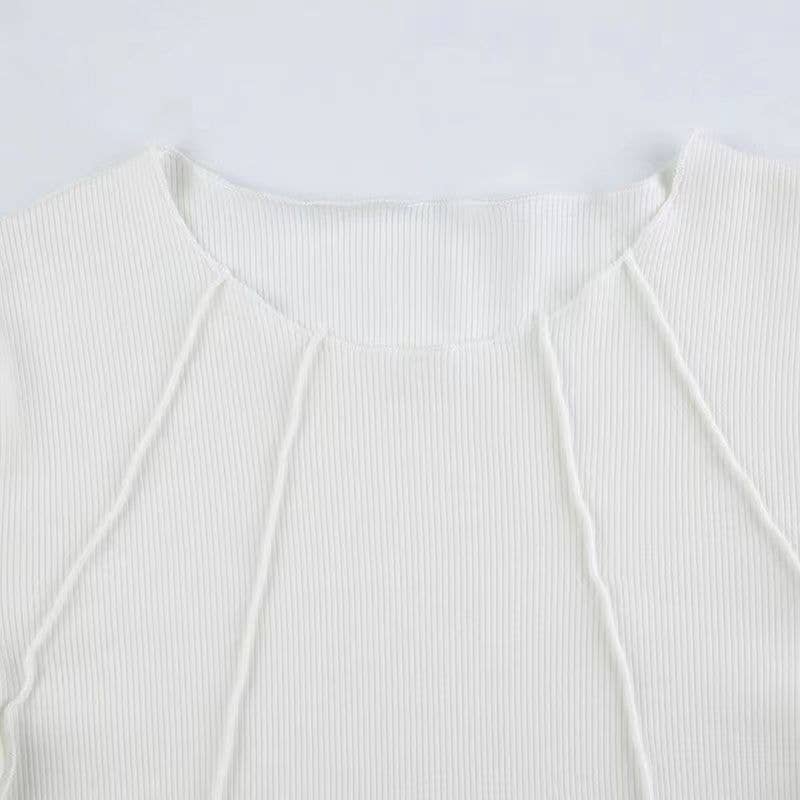 HIDDENBRAND - Wholesale T-Shirt - Women's - Slim basic y2k ribbed top long-sleeved T-shirt4