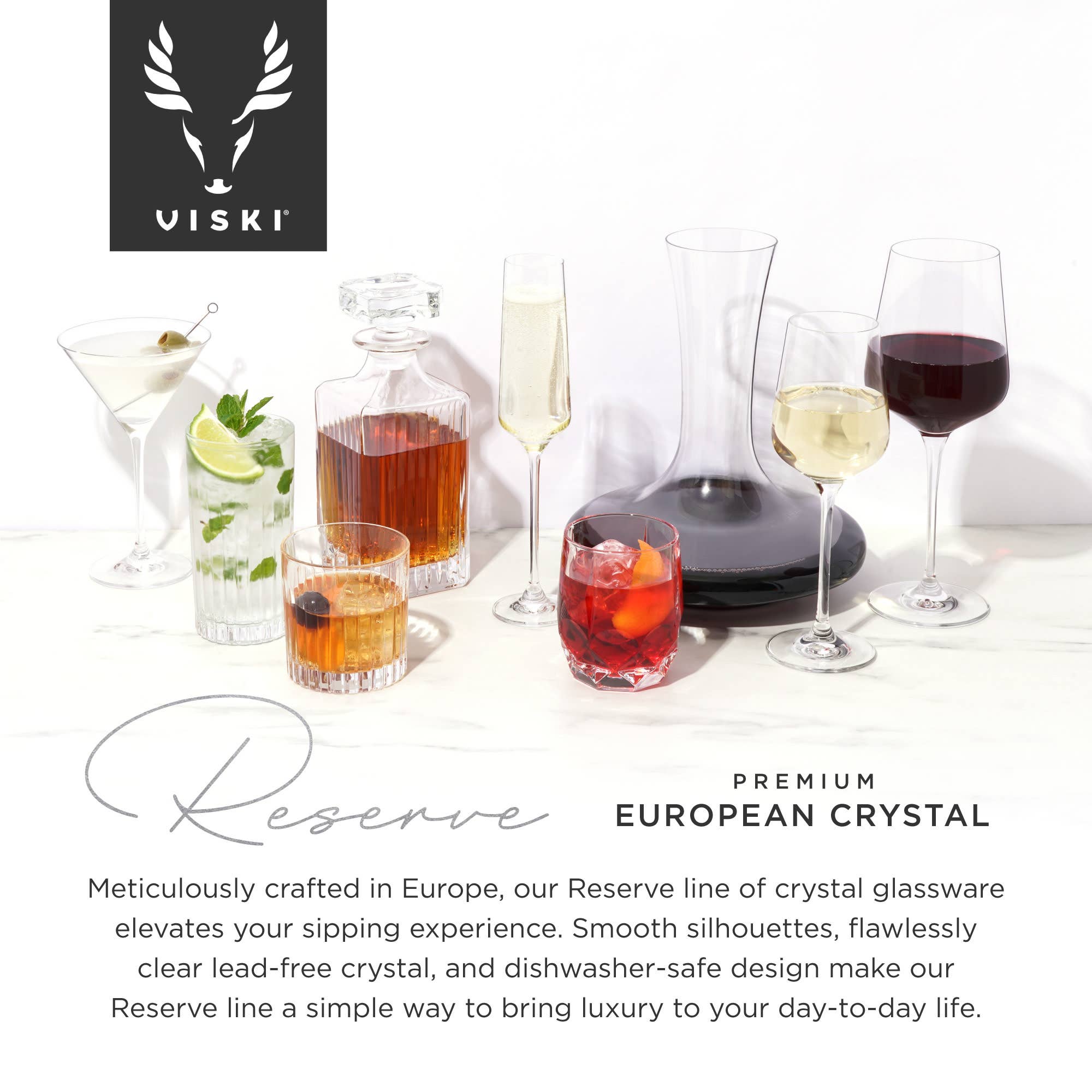 Viski - Wholesale Wine Glass - Reserve Inez European Crystal Bordeaux Glasses Set of 47