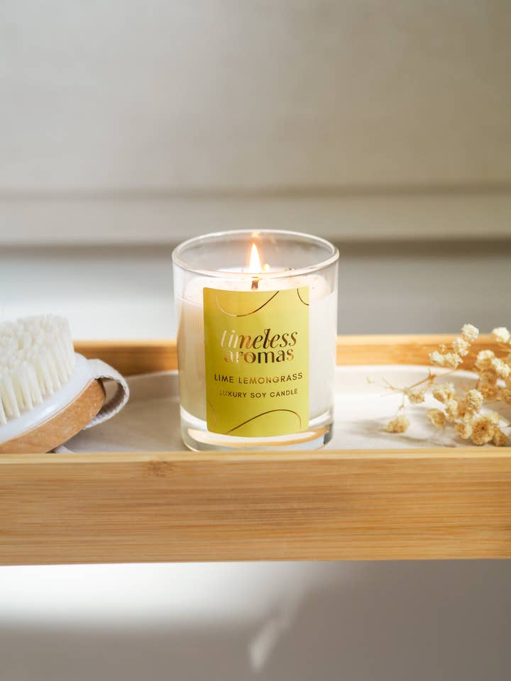 Vela de Lujo de Lima y Hierba de Limón 200g - Fragancia Cítrica, 36 Horas de Duración para venta al por mayor de Timeless Aromas Ltd
