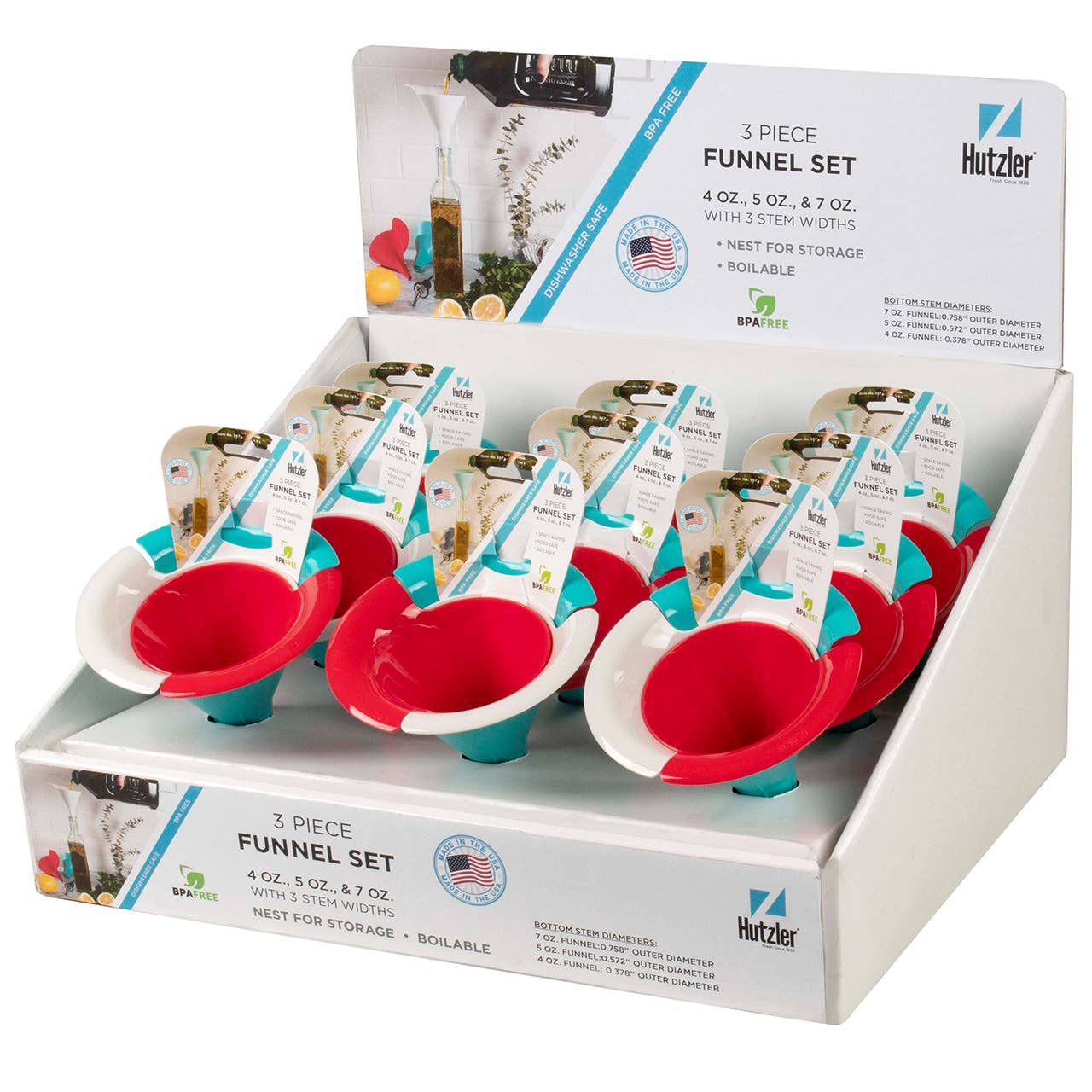 Gourmac - Wholesale Funnel - 3-Piece Interlocking Funnel Set Counter Display5