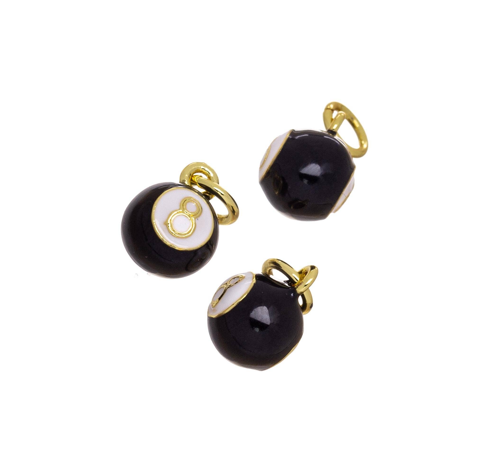 Jewel Pledge - Wholesale Individual Charm/Pendant - Number 8 Billiard Ball Necklace Charm, Good Luck CPG25093