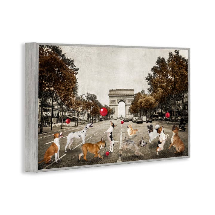 Stupell Industries - Wholesale Wall Sign - Dogs Playing Among Architecture - Framed Wall Art14