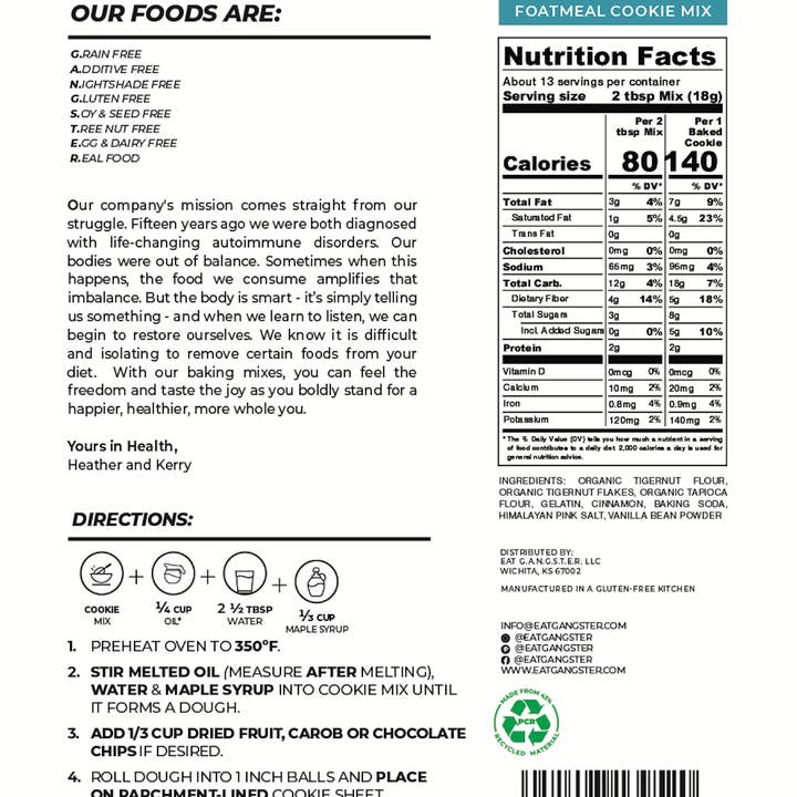 Eat Gangster - Wholesale Biscuit mix - Oatmeal Schmoatmeal / Foatmeal Cookie Mix1