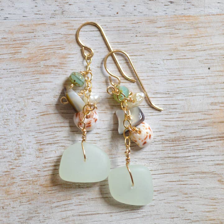 Salty But Sweet – Engroshandel Hængeøreringe og creoløreringe – Uigennemsigtige havskumglasøreringe0