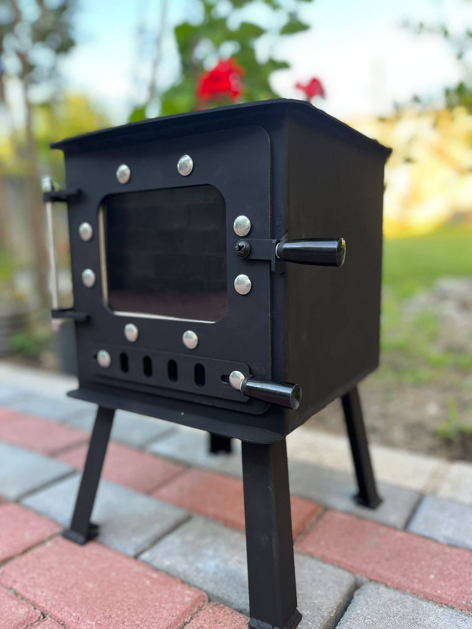 blackseametalworks – wholesale Fire pit – Tiny Wood Burning Stove, Tiny House, Rv, Caravan Stove (4 Inches Flue Outlet)2