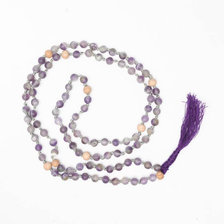 108 Beads Amethyst Diffuser Mala with Rosewood beads for wholesale by KLS Gems and Jewelry