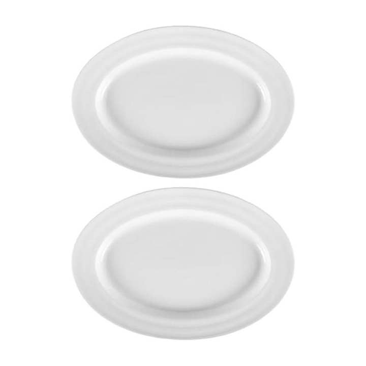 Porcelain Lizbon 9.5" x 6.75" x h:1" Oval White Porcelain Platter (Set of 2) for wholesale by TURGLA HOME