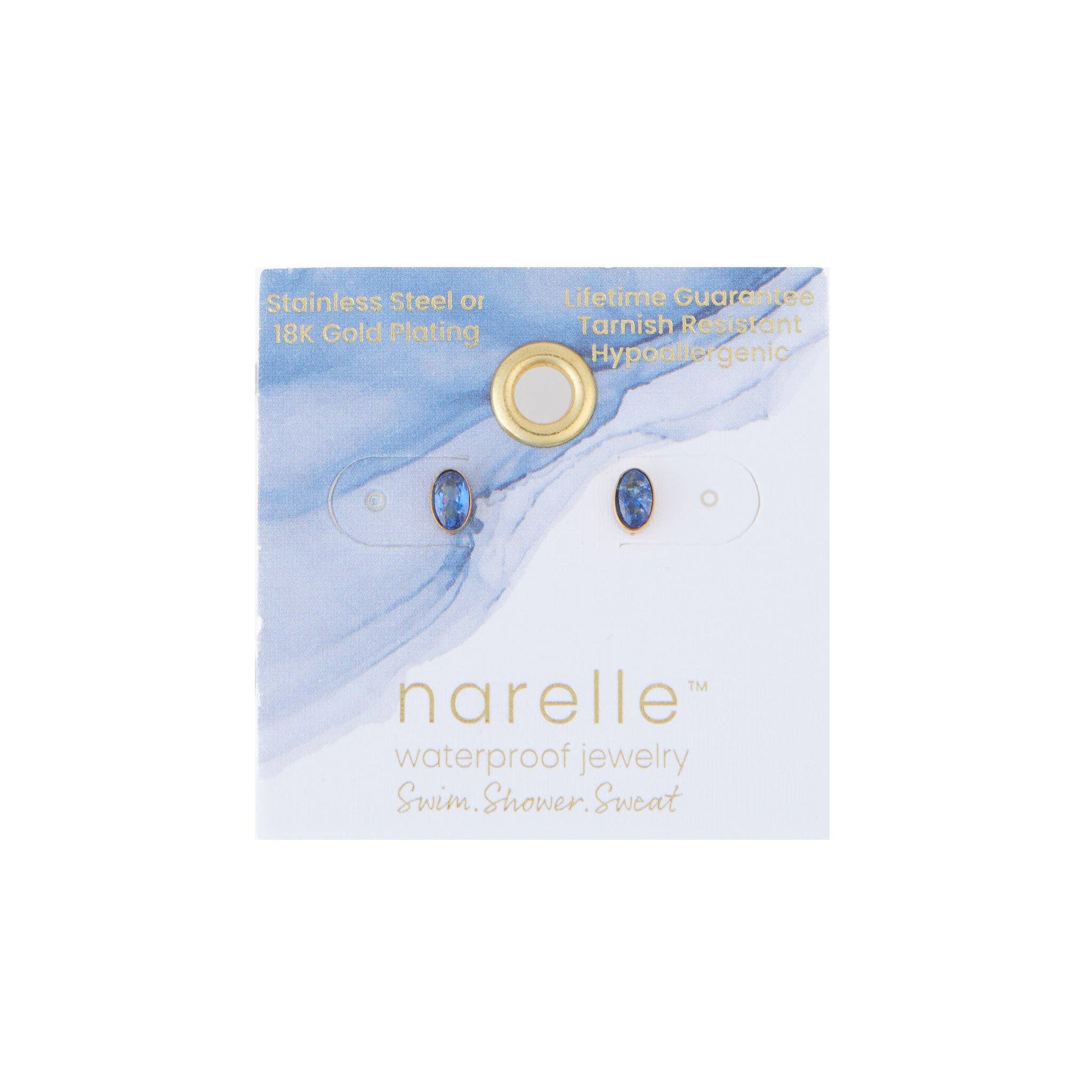 Elsie & Zoey - Wholesale Stud/Post Earrings - Waterproof Earring Narelle Oval Cubic Zirconia 18K Gold Stud12