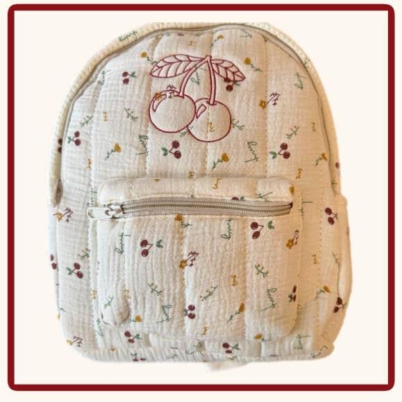 Cherry Mini Back Pack with Cherry Embroidery for wholesale by le petite pochette