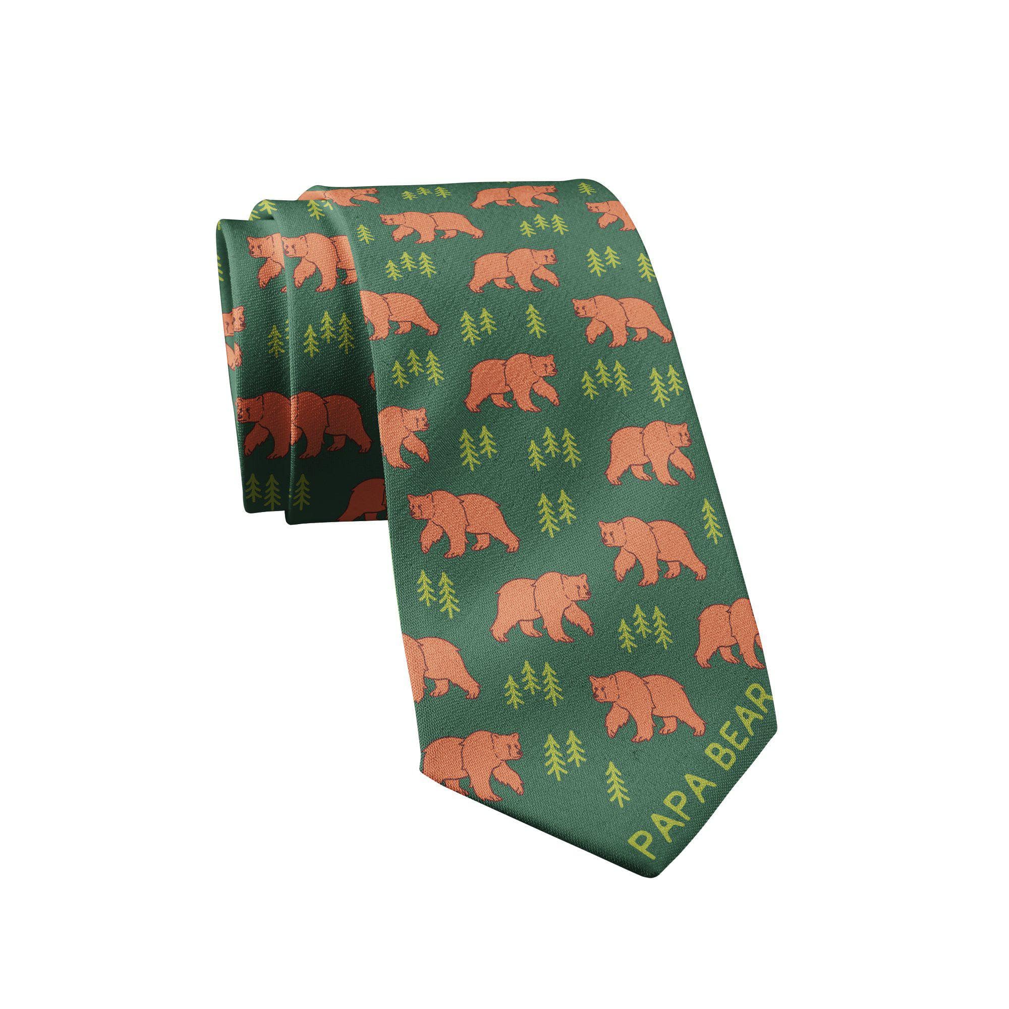Green Papa Bear Neck Tie Funny Novelty Necktie Gift for Dad Formal for wholesale on Faire
