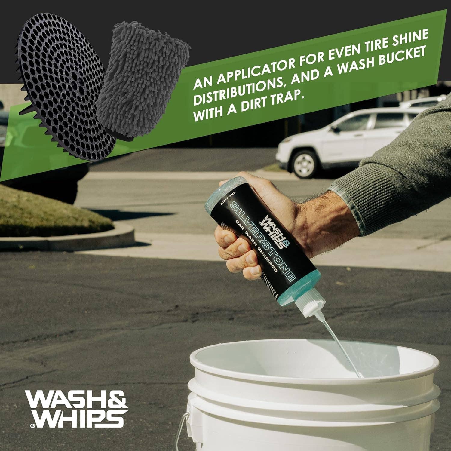 Wash & Whips - Wholesale  - WASH & WHIPS Autowas Kit - 3-liter emmer met deeltjesvanger, shampoo, chenille handschoen & microvezel zachte handdoek, 5 stuks3