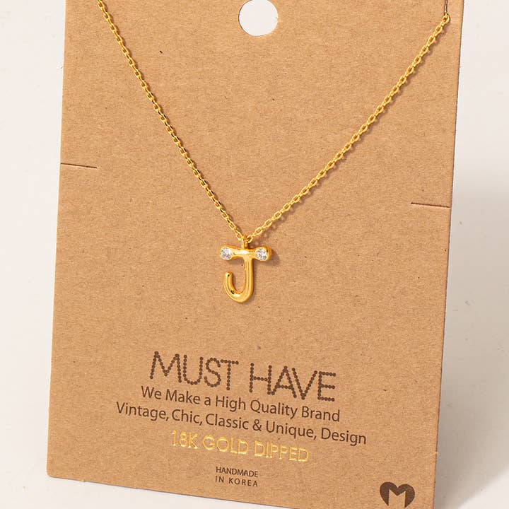 Colar com pingente inicial J por atacado de Fame Accessories