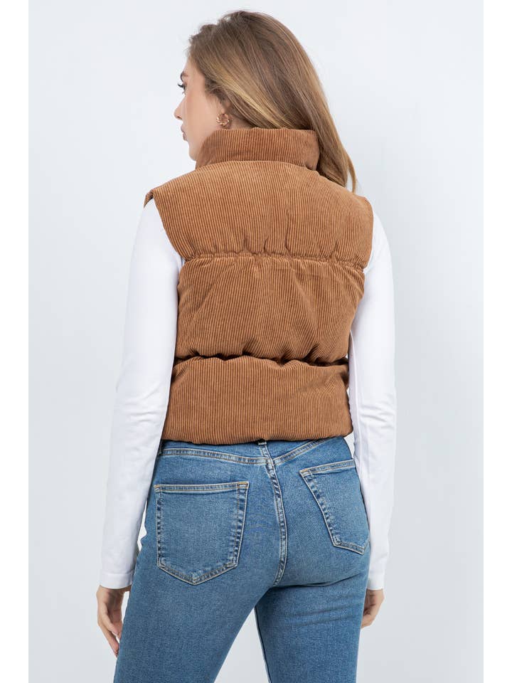 Veracci - Venta al por mayor Chaleco de abrigo - Mujer - Chaleco Vintage de Pana con Forro de Sherpa21